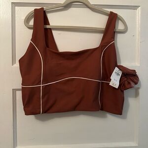 Red brown Abercrombie Crop Top with Scrunchie